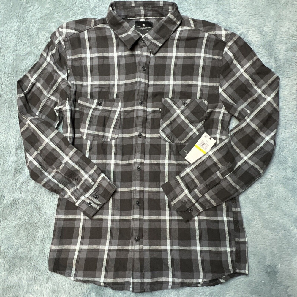 Junk Food Clothing Long Sleeve Plaid Flannel Button Up Shirt Mako Men's MED